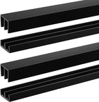 Landical 2 Sets Plastic Sliding Door Track Set for 1/4" Thick Panels Glass Cabinet Door Hardware System Window Sliding Track Easy Quick Installation(4ft,Black)