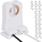 JACKYLED Non-Shunted Turn-Type T8 Lamp Holder UL Socket Tombstone with 10 inches Wires Attached for LED Fluorescent Tube Replacements 18-Pack