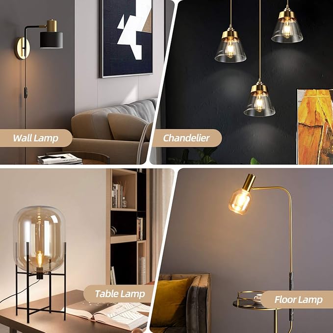 HESSION 6-Pack Edison Light Bulbs, 60w Vintage Edison Bulb, Squirrel Cage Filament Edison Bulbs, E26 Base - Amber Glass Warm White - Dimmable - ST58 Decorative Lightbulbs