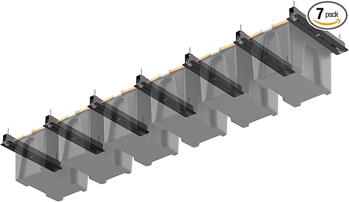 Ultrawall Overhead Garage Storage Racks for Bins, Ceiling Storage Rack Garage Hanging Organizer for Totes with Adjustable Width, Heavy Duty Ceiling Container Bin Rack (7 Pack, 6 Bins)
