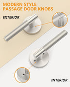 Asidrama 1 Pack Passage Brushed Nickel Door Handles, Door Lever with Door Knobs Indoor for Bedroom or Bathroom, Heavy Duty Door Handles Interior with Locks for Left Right Sided Doors