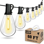Tenmiro 60FT Outdoor String Lights, Waterproof 16+1 Edison Shatterproof Bulbs Led Outside Patio Lights for Porch Deck Garden Backyard Balcony Wedding Party Decor
