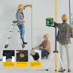 12 Ft./3.7M Laser Level Pole, Telescoping Laser Pole with Tripod and 1/4-Inch by 20-Inch Laser Mount, 5/8"-11 Threaded Adapter, Adjustable Laser Level Mounting Pole for Rotary and Line Lasers