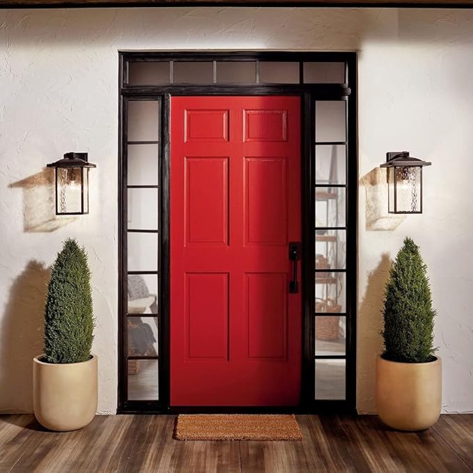 Kichler Capanna 16" Outdoor Wall Light in Olde Bronze®, 1-Light Exterior Wall Sconce Porch Light with Clear Water Glass, (16" H x 10.5"), 49926OZ