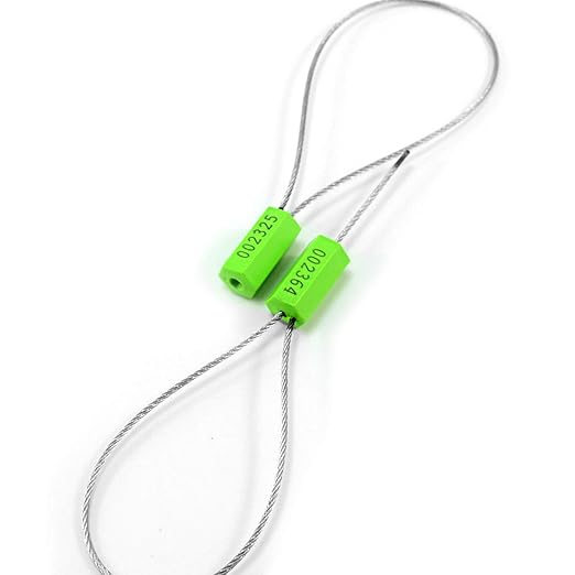 500 pcs Tamper Proof Security Cable Wire Seals Numbered Pad-Lock Pull-Tite Security Tag Straps for Trailers, Cargo, Truck (Green)