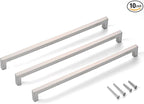 10 Pack Brushed Nickel Drawer Pulls,12-3/5 Inch Satin Nickel Square Cabinet Pulls for Bedroom Cupboard Handles,Modern SUS 304 Stainless Steel Kitchen Cabinet Hardware