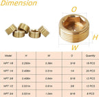 12PCS 3/8" NPT Brass Male Pipe Plug Fitting Hex Counter Sunk Pipe Plug (3/8" NPT)