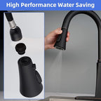 iFealClear Universal Kitchen Faucet Head Replacement, 3 Modes Pull Down Faucet Spray Head Replacement Compatible with Moen Delta Kitchen Sink Faucet, 15 Adapters Available, Matte Black