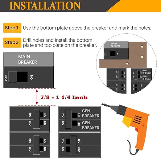 Generator Interlock Kit for Siemens or Murray 150 or 200 Amp Panels, 7/8-1 1/4 Inch Spacing Between Main and Branch Breaker