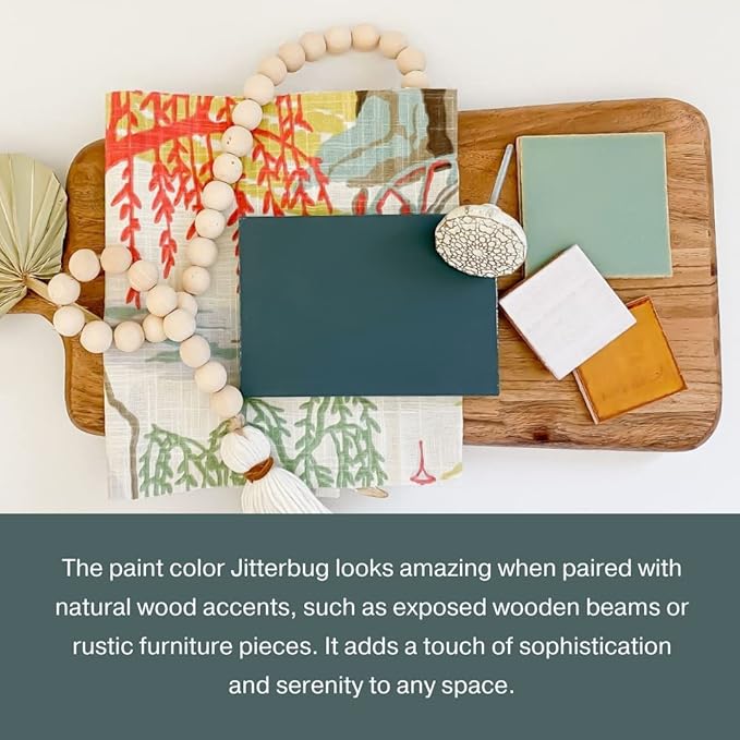 Country Chic All-in-One Chalk Paint for Furniture, Cabinets, Home Decor, Eco-Friendly, Matte Finish, Built-In Primer & Top Coat for Wood, Metal - Jitterbug (Dark Teal) - Quart 32 oz (950 ml)