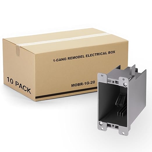10 PK Old Work Electrical Outlet Box 1 Gang, 20 Cubic Inch Plastic Remodel Drywall Junction Boxes, ETL Listed to UL514C and UL263, Fire Rated for Two Hours