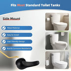 iFealClear Universal Metal Toilet Tank Flush Lever Replacement, Side Mount Toilet Handle Replacement Kit, Solid Brass Toilet Trip Lever Fits Most Toilets, Stainless Steel Chain, Matte Black