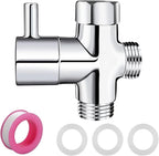 1/2" Brass 3-Way Switch Valve Shower Switch Adapter with Seal, Three-Way Vents Adapter Switch Valve for Shower System, Kitchen, Bathroom, Chrome