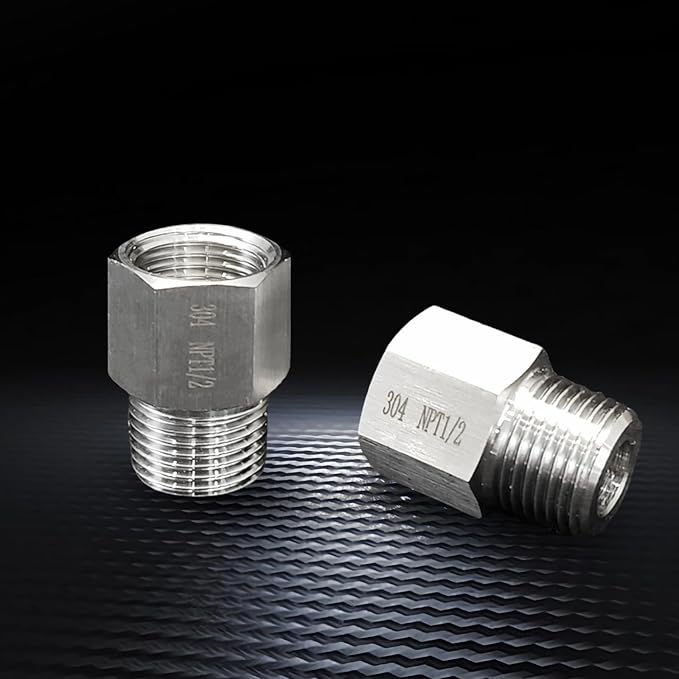 2 pieces Npt1/2 Female to Npt1/2 Male Reducer,1/2NPT Fittings Water pipe Adapter, Fabricate of 304 Stainless Steel