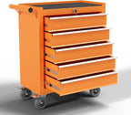 5-Drawer Metal Rolling Tool Chest with Wheels,Tool Storage Cabinet with Locking System，Toolbox with Wheels for Garage, Warehouse, Workshop, Repair Shop (Orange, 5Drawer)