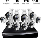 Night Owl 2-Way Audio 20 Channel DVR Video Home Security Camera System with (10) Wired 1080p HD Indoor/Outdoor Deterrence Cameras and 1TB Hard Drive (Add up to 4 Wi-Fi Cameras) (10 Camera)