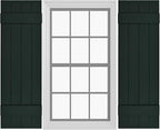 Board & Batten Vinyl Shutters (1 Pair) | 14.5"x43" (4-Board) - Heathered Spruce | Exterior Window Shutters | Includes Mounting Hardware | Simple Installation | Made in USA