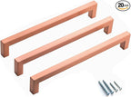 20 Pack 8 Inch Drawer Pulls Rose Gold Square Cabinet Handles Modern Stainless Steel Kitchen Cabinet Handles Dresser Hardware Handles Hole Center 203mm
