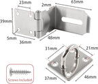 HOWDIA 4 Inch Door Lock Latch Padlock Hasp Set, 90 Degree Latch Lock with Screws and Padlock Stainless Steel Safety Right Angle Padlock Hasp Latch Security Door Clasp Hasp for Shed/Gate/Storage Lock
