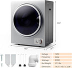 COSTWAY GT-10222US-SL-FPCY, 110V Electric Portable Clothes Stainless Steel Tub, Panel Downside Easy Control for 4 Automatic Drying Mode Compact Laundry Dryer, Silver