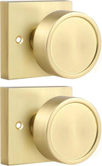 Haidms Brushed Gold Dummy Door Knobs, Half Brushed Brass No-Turning Dummy Knob for Closet Doors, Zinc-Alloy Single-Sided Door Locks (2 Pieces/1 Pair)
