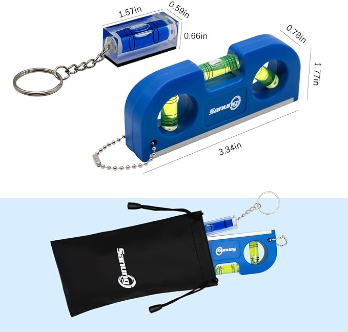 Sanung Magnetic Level Set, 2PCS Portable Bubble Torpedo + 2PCS Acrylic Spirit Levels with Keychain for Quick Attach, 45 90 180 Degree Measurement