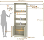 8FT Closet System, 96 Inch Closet Organizer System with Hanging Rods, Heavy Duty Clothing Rack with Cabinet, Walk In Mounted Closet System, Built-In Clothes Garment Rack, Oak