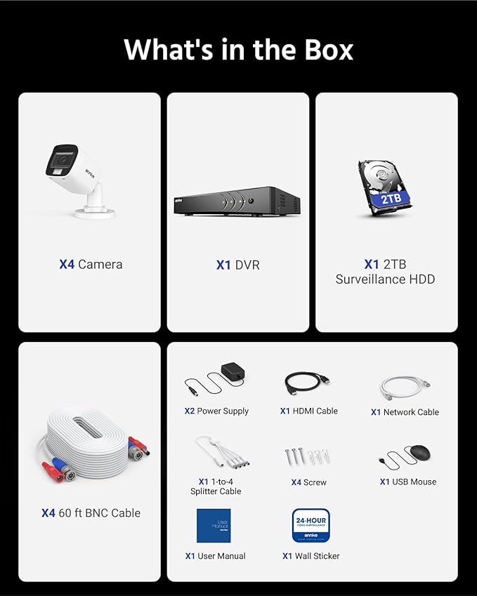 ANNKE 8CH 3K Security Camera System with Audio/Mic, 8 Channel Surveillance AI DVR and 4X 5MP 2960 * 1665 CCTV Cams with Dual Light, Human/Vehicle Detection, IP67, Color Night Vision, 2TB Hard Drive