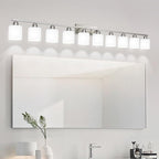 Brushed Nickel Bathroom Vanity Light for Giant Mirror, 10 Light Brushed Nickel Vanity Lights, 65 inch Wall Lamps for Bedroom for Mirrors with Milky White Frosted Glass Shades, E26