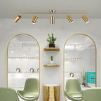 KCO Lighting Modern 5-Lights LED Track Lighting Kit Brushed Brass Kitchen Ceiling Spotlights Light Fixture Mid Century Gold Adjustable Flush Mount Ceiling Spot Light (5 Lights)