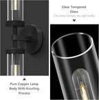 Knurled Bathroom Wall Sconce Hardwired, Black Wall Sconces, 20.5" Vanity Lights Over Mirror, Linear Wall Sconce Dimmable, Bathroom Light Fixtures Glass Tube, Bronze Wall Sconces Sconces Wall Lighting