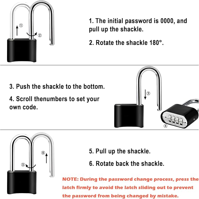 2pcs Combination Lock, 4-Digit Heavy Duty Combo Lock, Combination Padlock Outdoor Waterproof Gate Locks for Outdoor Fence, Locker, Sheds, Gym, Gate Hasps (2pcs, Long Shackle)