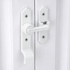 2 Packs 180 Degree White Barn Door Lock, Flip Gate Latch with Handle, Heavy Sliding Door Latches, Door Security Sliding Latch Lock for Cabinets, Bathroom, Garden, Window, Garage