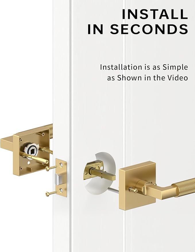 Asidrama 1 Pack Champagne Bronze Passage Door Handles, Door Lever with Door Knobs Indoor for Bedroom or Bathroom, Heavy Duty Door Handles Interior with Locks for Left Right Sided Doors