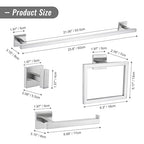 YACVCL Towel Bar Set, 10 Pieces Bathroom Hardware Set Brushed Nickel Bathroom Accessories, SUS304 Stainless Steel Towel Racks Holder Set Wall Mounted 23.6 Inch