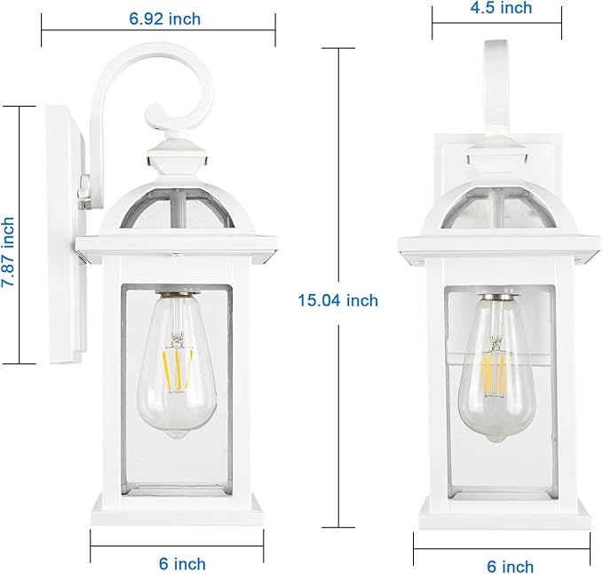 Darkaway Outdoor Lights Fixtures Wall Mount, Outdoor Wall Sconce with Seeded Glass, Waterproof Exterior Lights for House, Front Porch, Patio (1 Pack, White)
