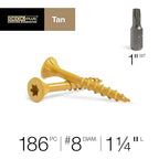 Deck Plus 1-1/4 Inch Epoxy Coated Exterior Wood and Fence Screws #8 x 1-1/4" Torx/Star Drive Included Coarse Thread, Outdoor Rust Resistant Decking Screw, Tan, 1lb Box, 3500 Pieces | 48410