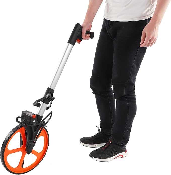 Distance Measuring Wheel in Feet, HighAccuracy Mechanical Hand Measuring Wheel with Wide Range Meters/Feet | Nylon PC Aluminum Construction | Ideal for Road and Land Surveys