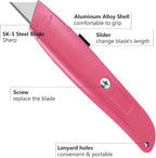DIYSELF 30 Pack Box Cutter Heavy Duty Aluminium Shell Utility Knife | SK5 Steel Sharp Blade | Retractable Knife for Cutting Cartons Ropes and Cardboard | Home and Office Use (Pink)