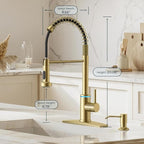 Smart Kitchen Faucet, 3 Modes Pull Down Sprayer, LED Temperature Control, Ceramic Valve, 360-Degree Rotation, 1 or 3 Hole Deck Plate. 10-Year Warranty. (KW-56J, Gold)