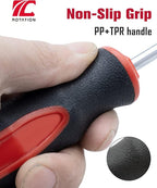 ROTATION 4PCS Magnetic Tip Torx Screwdriver Set, 4 Torx Star Screwdrivers, T20, T25, T27, T30, Red Tip | Red, Gloss, S2 Steel