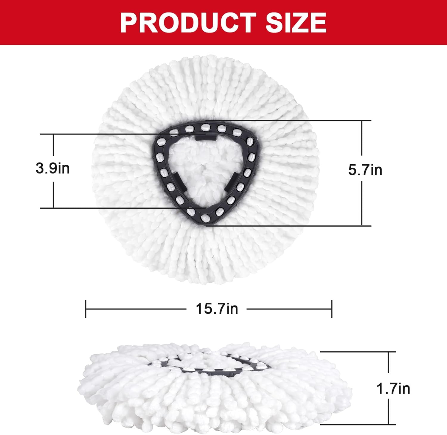 3 Pack Spin Mop Replacement Head Mop Refill Compatible with Ocedar Triangle Swivel Mops Microfiber Swivel Mop Refill,Deep Clean,Machine Washable and Easy to Replace