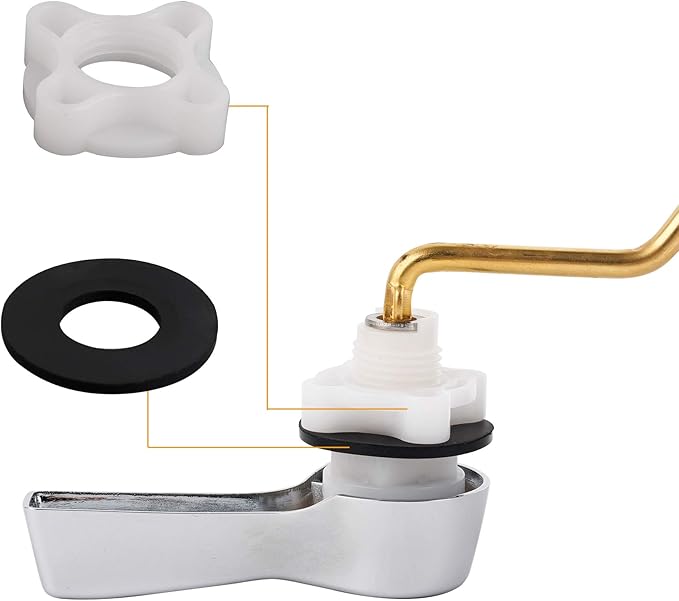 Hibbent 2 Pack Universal Side Mount Toilet Handle Angle-Mount Adjustable Trip Lever Tank Flush Lever Replacement Handle with 2 Pieces Stainless Steel Flapper Chains for Most Side Mount Toilets-Chrome