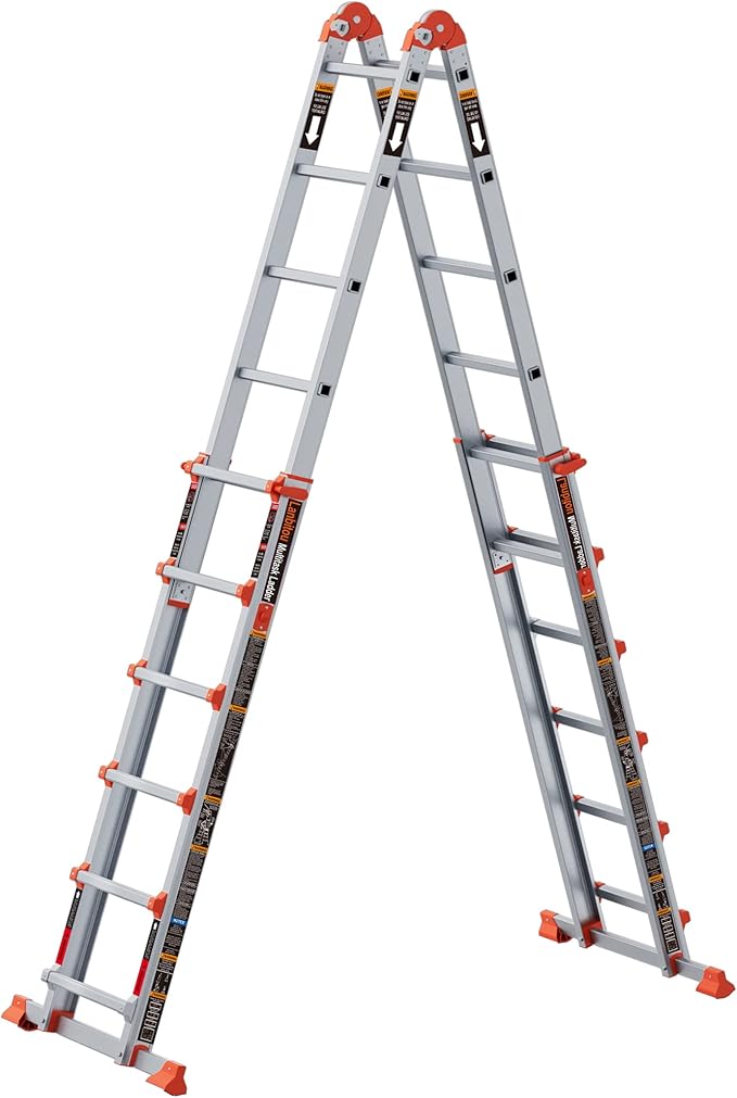 Ladder, A Frame 6 Step Ladder Extension, 22 Ft Anti-Slip Multi Position Ladder, Storage Folding Ladder, 330 lbs Security Load Telescoping Aluminum Ladders for Stairs Home Indoor Outdoor Roof