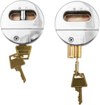 QWORK Heavy Duty Puck Lock and Hasp, 2 Pack High Security Steel Hidden Shackle Keyed Different Padlocks with Keys for Trucks, Gates, Vans and Vending Machines