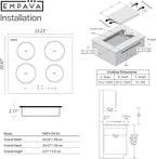 Empava 24” Electric Stove Induction Cooktop with 4 Power Boost Burners Smooth Surface Vitro Ceramic Glass in Black, 24 Inch