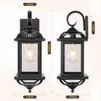18” Dusk to Dawn Outdoor Lights for House 2-Pack, Anti-Rust Aluminum Exterior Light Fixtures with Fully Enclosed Bottom Outside Wall Lanterns IP65 Waterproof Porch Lights, Modern Black