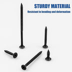 Wood Screws Assortment Kit, 168 PCS, High Hardness Phillips Drive Screws Set, Black Flat Head Wood Screws, Carbon Steel, 5 Sizes, Self-Tapping Screws for Wood, Drywall, Slate