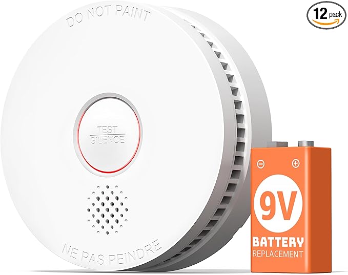 Jemay Smoke Detector Fire Alarms 9V Battery Operated with Photoelectric Sensor & Silence Button,10 Year Product Life Smoke Alarm Fire Detectors Easy to Install, 1 Pack