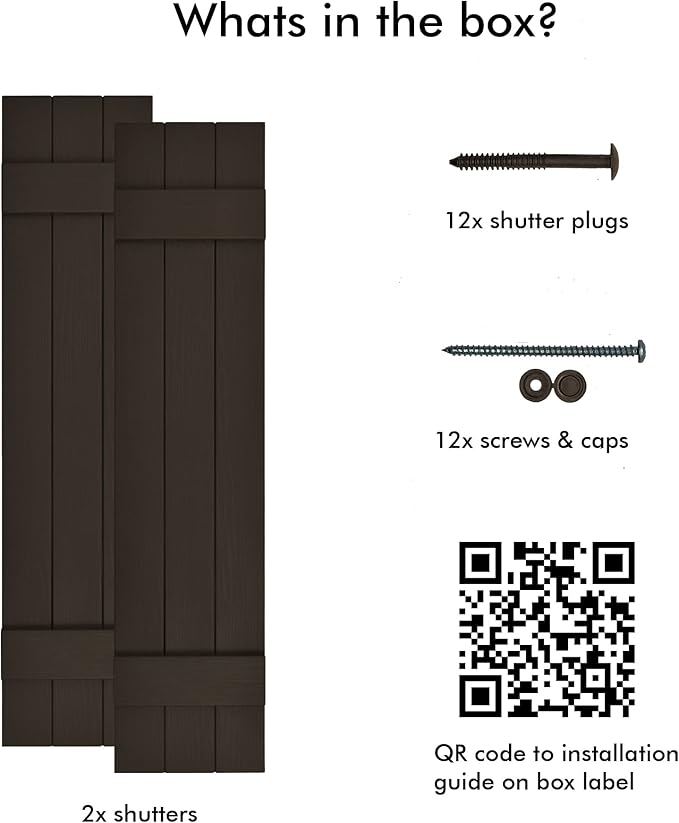 Board & Batten Vinyl Shutters (1 Pair) | 11"x51" (3-Board) - Stone Mason Brown | Exterior Window Shutters | Includes Mounting Hardware | Simple Installation | Made in USA